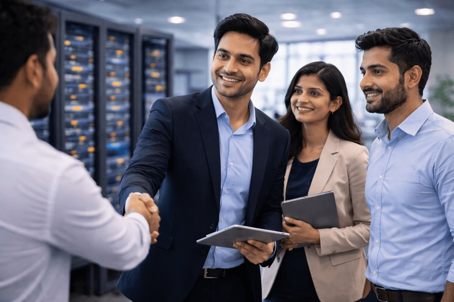 Indian enterprise technology consulting team reviewing infrastructure plans